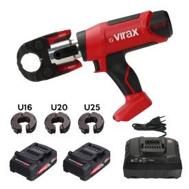   VIRAX VIPER® M2X Akkus kompakt présgép Bluetooth funkcióval + betétszorító pofa + U16 / U20 / U25 betétek (2x18V/2,0Ah) (253559)