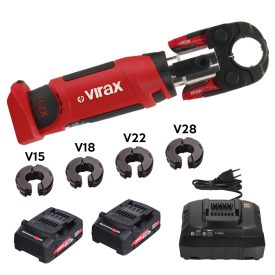   VIRAX VIPER® L2X Akkus kompakt présgép Bluetooth funkcióval + betétszorító pofa + V15 / V18 / V22 / V28 betétek (2x18V/2,0Ah) (253584)